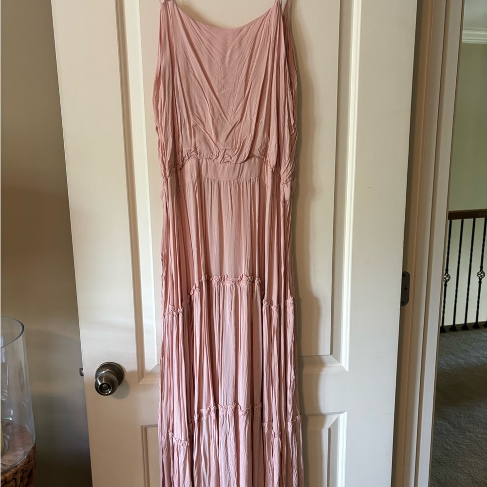 Free People Pink Tiered Maxi Sundress for Wedding Guest never worn